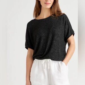 Quince Top Women’s Medium Brushed Short Sleeve Lounge in Charcoal
